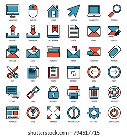 set of email connection icon, isolated on white background