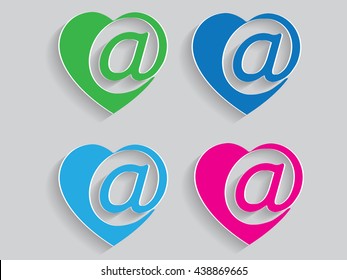 Set E-mail heart symbol.Vector