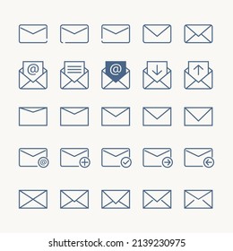 Set email icon in attractive vintage blue color suitable for website and app icon design