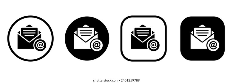 Set email icon isolated on white background. Open envelope Contacts message send letter isolated flat.	