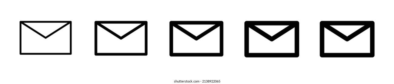 Set Of Email Icon From Thin To Bold Line Suitable For App, Website, And Other Print Material Icon Or Sign