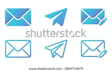 set of email icon vector symbols with paper plane and envelope design for communication