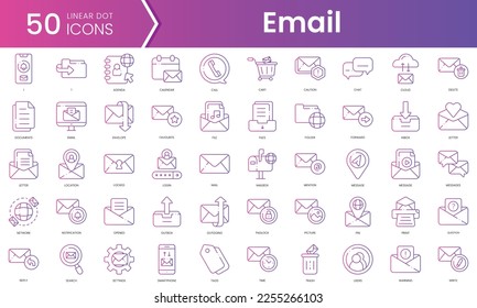 Set of email icons. Gradient style icon bundle. Vector Illustration