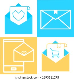 Set von E-Mail-Symbolen. Piktogramm mit offener Hülle. E-Mail-Symbol, E-Mail-Nachrichten, E-Mail-Marketing-Kampagne für Website-Design, mobile Anwendung, i.  Arbeitsprozess zum Senden oder Empfangen von E-Mail-Konzepten.