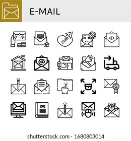 Set of e-mail icons. Such as Email, Sending, Spam, Mail, Post office, Envelope, Directory, Contact book , e-mail icons