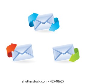 set of email icons - vector illustration