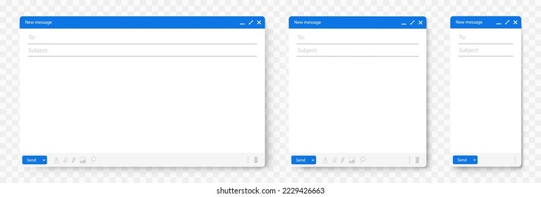 Set of email interface. Template of browser window illustration