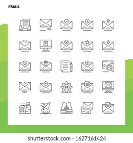 Set of EMail Line Icon set 25 Icons. Vector Minimalism Style Design Black Icons Set. Linear pictogram pack.