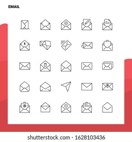 Set of Email Line Icon set 25 Icons. Vector Minimalism Style Design Black Icons Set. Linear pictogram pack.