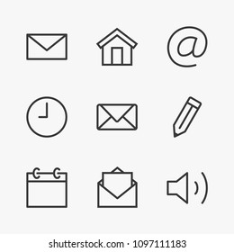 Set email Line icon stock vector illustration. Editable Stroke. 100x100 Pixel Perfect