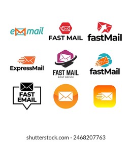Set of Email Mail Envelope Express Delivery Quick Vector Logo Design