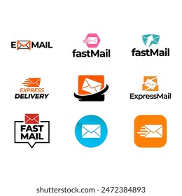 Set of Email Mail Envelope Express Delivery Quick Vector Logo Design