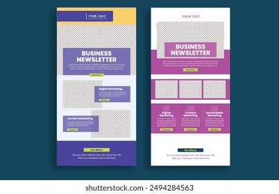 set of  email newsletter template for web page ui interface layout design suitable for corporate landing page or website ui header design , newspaper layout design

