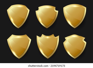 Set of emblem or badge gold shield. logo design