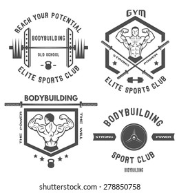 Set of emblem bodybuilding.