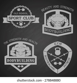 Set of emblem bodybuilding and fitness.