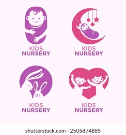 Set of Emblem Design Templates for Nursery and Baby Care Centers