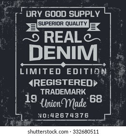 Set of emblem, labels denim typography, t-shirt graphics, vectors