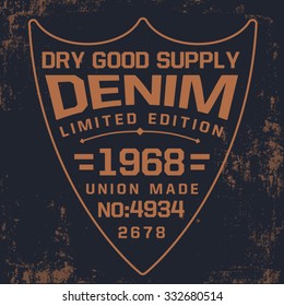 Set of emblem, labels denim typography, t-shirt graphics, vectors