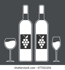 set, emblem, logo, symbol, wine festival, wine tasting, monochrome. vector illustration.
