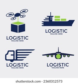 Conjunto de plantillas de emblema para la empresa de logística y entrega