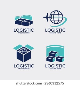 Set of emblem template for logistics and delivery company