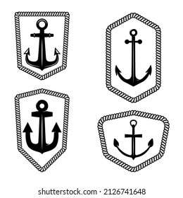 Set of emblem templates with anchor. Design element for logo, label, sign, badge. Vector illustration