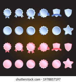 Set of emblem, Vector pink and blue Badge, Labels and Ribbons premium quality product, Design elements, vector illustration EPS.10	