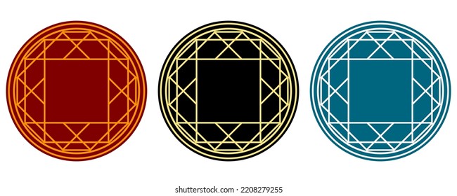 Set Emblem Witch Magic Spell Circle Icon Vector Design.