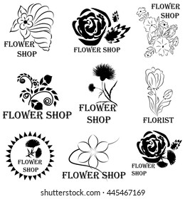 Set of emblems and badges for flower shop or florist. It can be used as a sticker, sign or advertisement