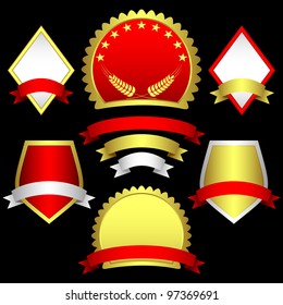 Set of emblems and banners. The isolated objects on a black background.