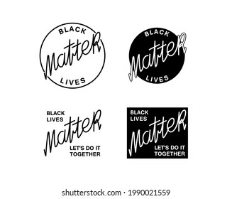 Conjunto de emblemas para el movimiento Black Lives Matter. Grabado caligráfico. Ilustraciones vectoriales