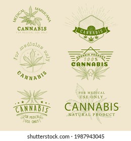 A set of emblems for the cannabis label.
