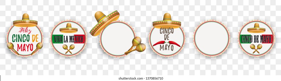 Set of emblems for the Cinco de Mayo. Eps 10 vector file.