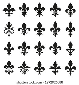 Set of emblems Fleur de Lys symbols.