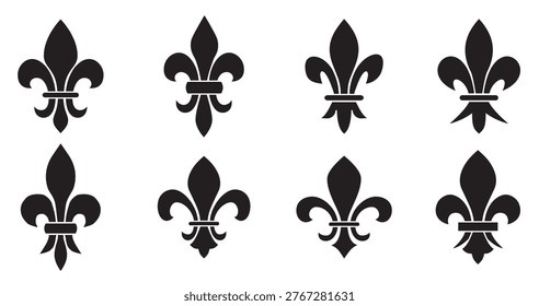 Set of emblems Fleur de Lys symbols.