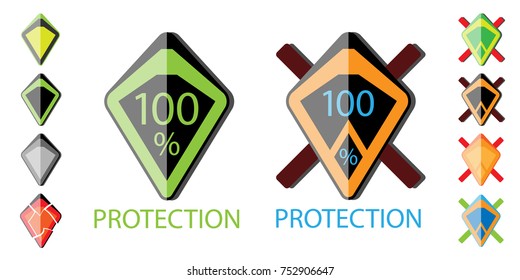 set of emblems futuristic shield on a white background
