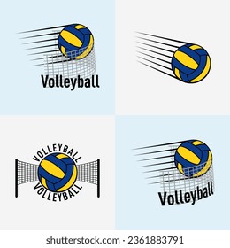 Set of emblems for the game of volleyball. Logo. Icon. Vector image.