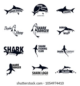 Set Emblems or logos with Shark. Vector illustration