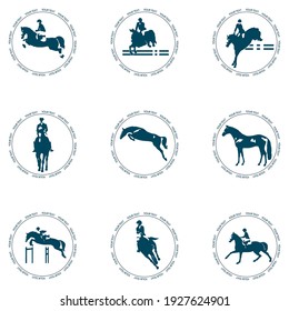 A set of emblems on the theme of equestrian sports