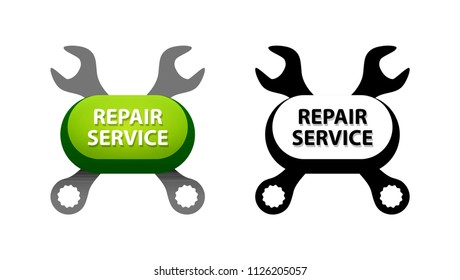 Set with Emblems of Repair Service with Crest of Wrenches. A good Color Scheme makes the Emblems well Readable and Visible on a Different backgrounds.