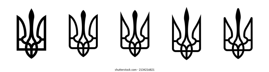 Set of emblems of Ukraine on an isolated background. Emblem of Ukraine. No war. Vector symbols of the Ukrainian state. Vector EPS 10