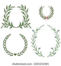 set embroidered floral wreath