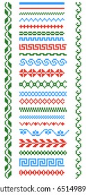 set of embroidered goods like old handmade cross-stitch ethnic pattern