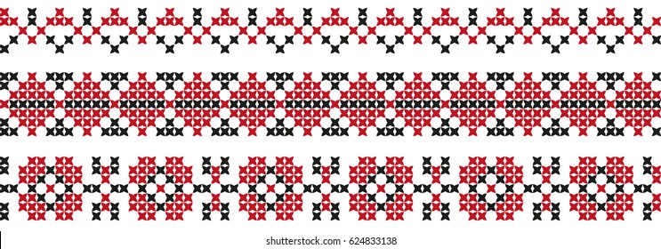 Set of embroidered patterns with a cross