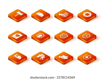 Set Emergency car, Fire in burning house, Health insurance, Life with shield, Piggy bank, Shield dollar,  and Plane icon. Vector