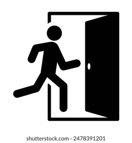 Set of Emergency exit icon collection. Running man and exit door sign. Vector Illustration.