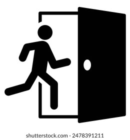 Set of Emergency exit icon collection. Running man and exit door sign. Vector Illustration.