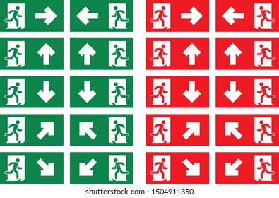 Set of emergency exit Sign
