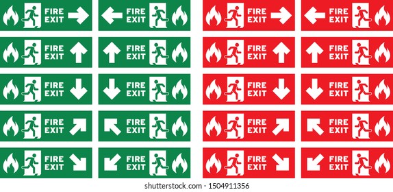 Set of emergency exit Sign
